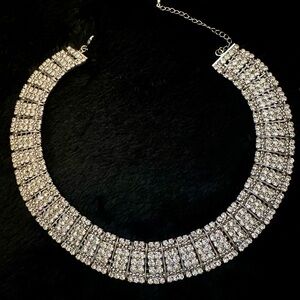 Elegant Silver Crystal Choker Necklace